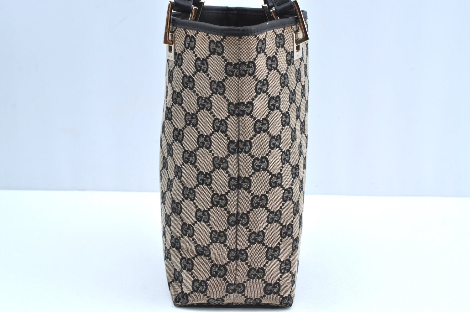 Authentic GUCCI Shoulder Tote Bag Purse GG Canvas Leather 0021099 Black 5501H