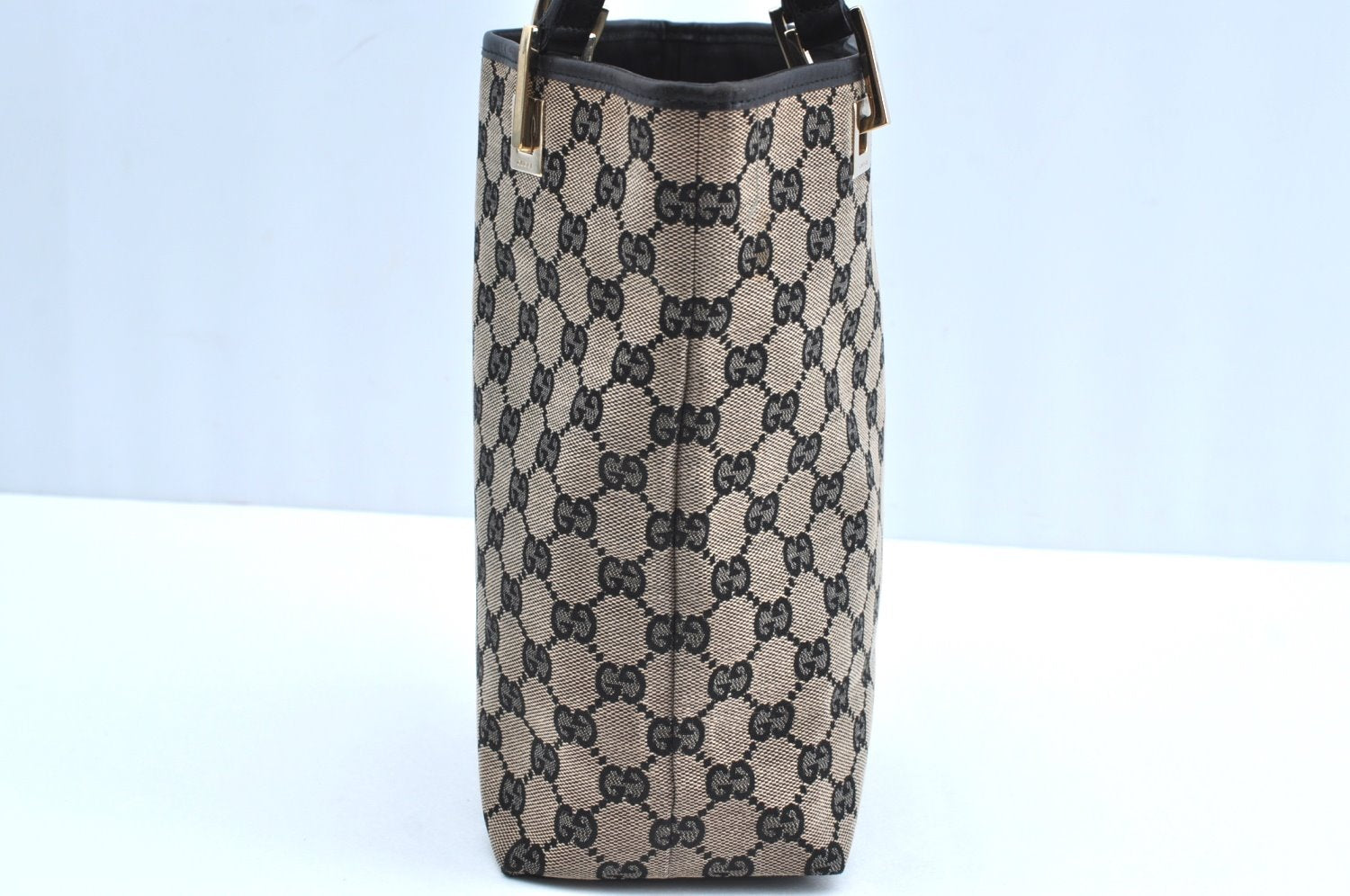 Authentic GUCCI Shoulder Tote Bag Purse GG Canvas Leather 0021099 Black 5501H