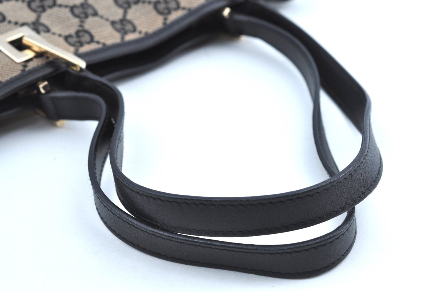 Authentic GUCCI Shoulder Tote Bag Purse GG Canvas Leather 0021099 Black 5501H