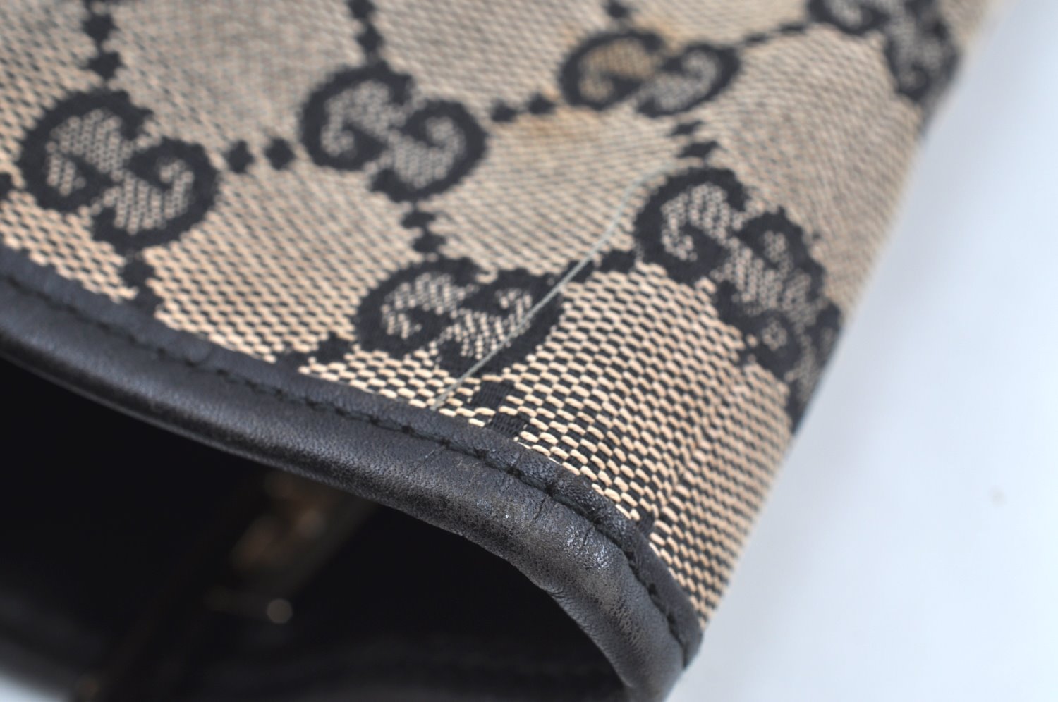 Authentic GUCCI Shoulder Tote Bag Purse GG Canvas Leather 0021099 Black 5501H