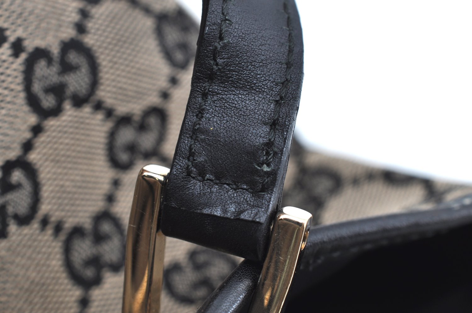 Authentic GUCCI Shoulder Tote Bag Purse GG Canvas Leather 0021099 Black 5501H