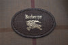 Authentic Burberrys Check Shoulder Drawstring Bag Canvas Leather Khaki 5502J