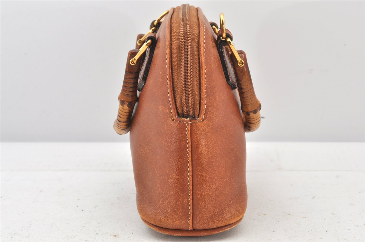 Authentic GUCCI Bamboo 2Way Shoulder Hand Bag Purse Leather Brown Junk 5502K
