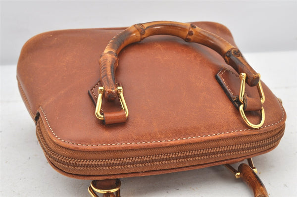 Authentic GUCCI Bamboo 2Way Shoulder Hand Bag Purse Leather Brown Junk 5502K