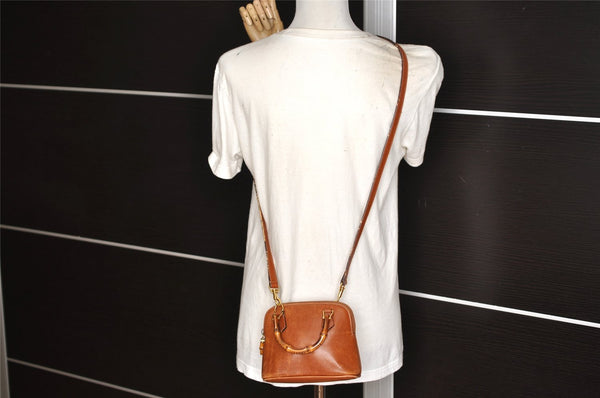 Authentic GUCCI Bamboo 2Way Shoulder Hand Bag Purse Leather Brown Junk 5502K