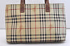 Authentic BURBERRY Vintage Nova Check PVC Leather Shoulder Tote Bag Beige 5503J