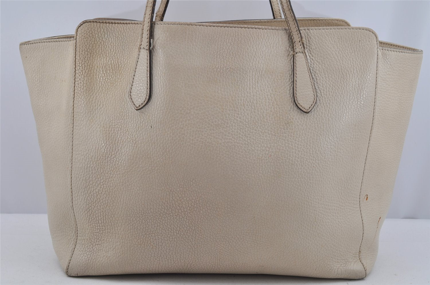 Authentic GUCCI Swing Large Shoulder Tote Bag Leather 354397 White Junk 5504J