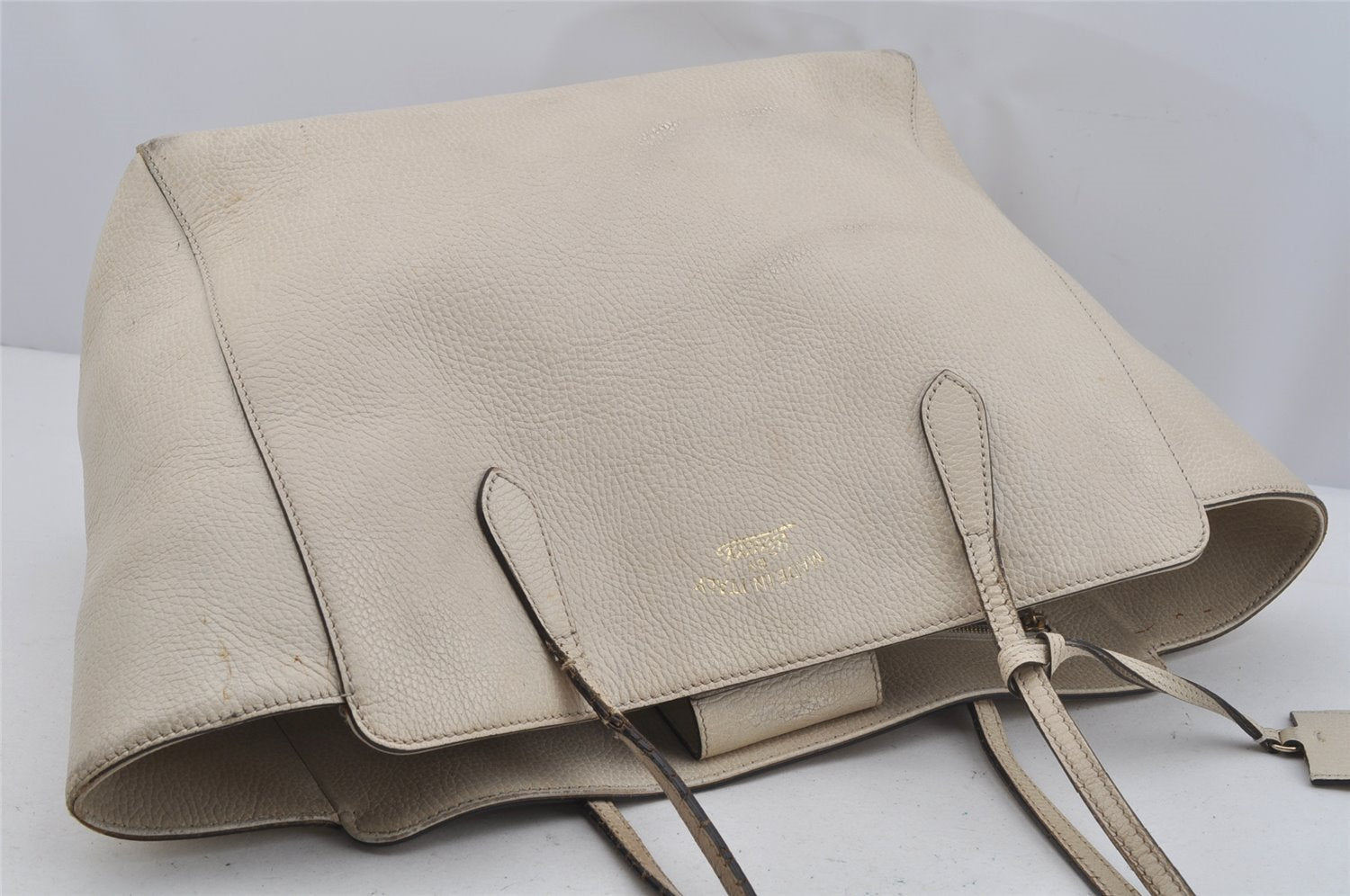 Authentic GUCCI Swing Large Shoulder Tote Bag Leather 354397 White Junk 5504J