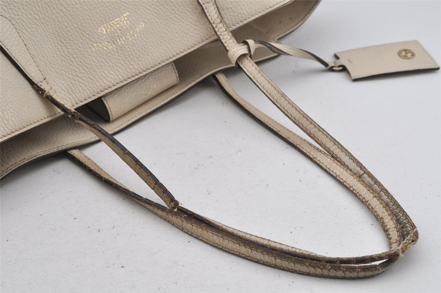 Authentic GUCCI Swing Large Shoulder Tote Bag Leather 354397 White Junk 5504J