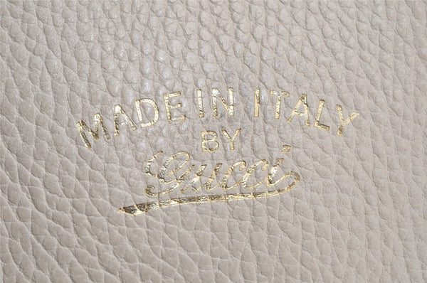 Authentic GUCCI Swing Large Shoulder Tote Bag Leather 354397 White Junk 5504J