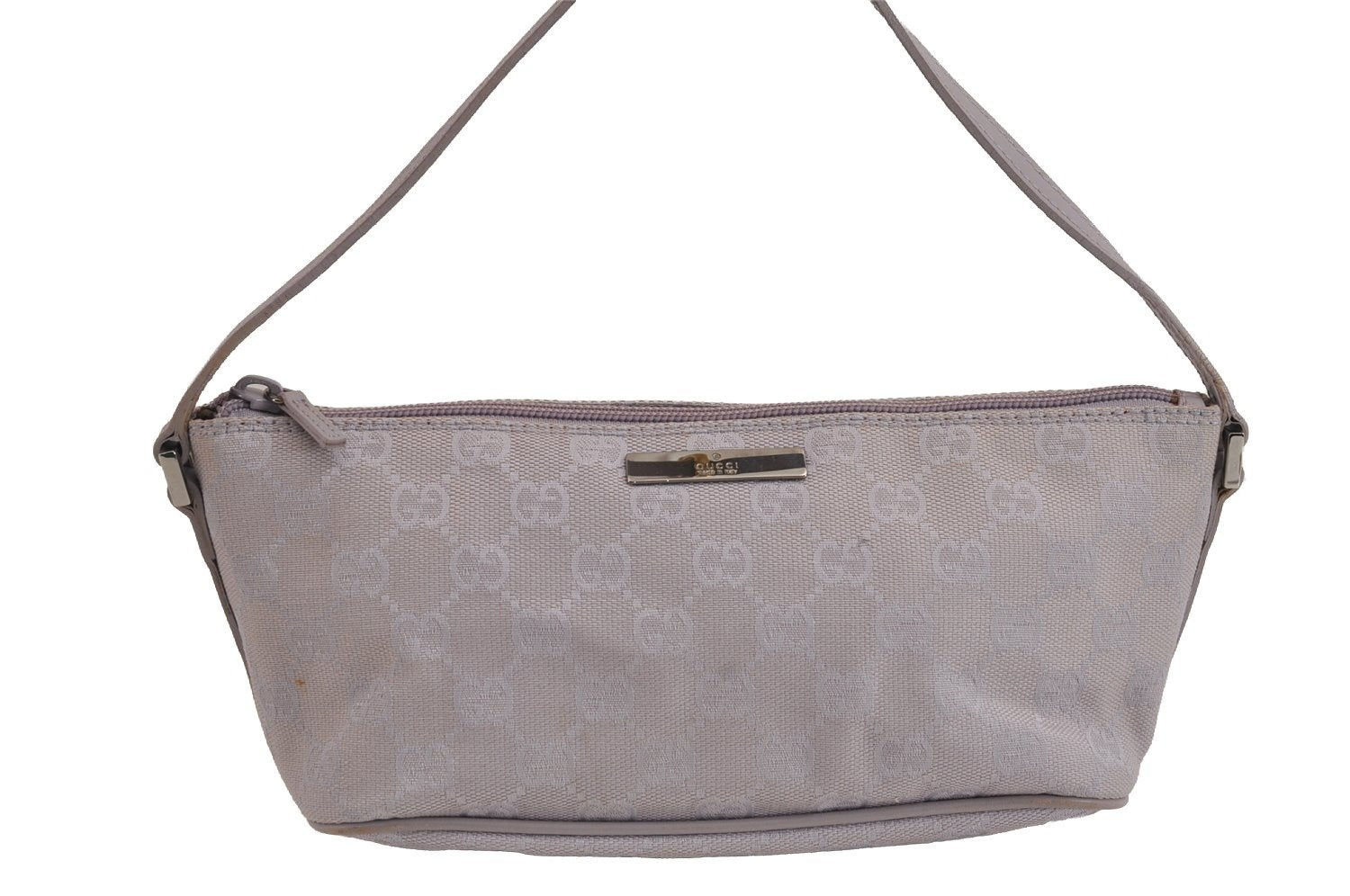 Authentic GUCCI Hand Bag Pouch Purse GG Canvas Leather 07198 Light Purple 5505J