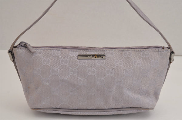 Authentic GUCCI Hand Bag Pouch Purse GG Canvas Leather 07198 Light Purple 5505J