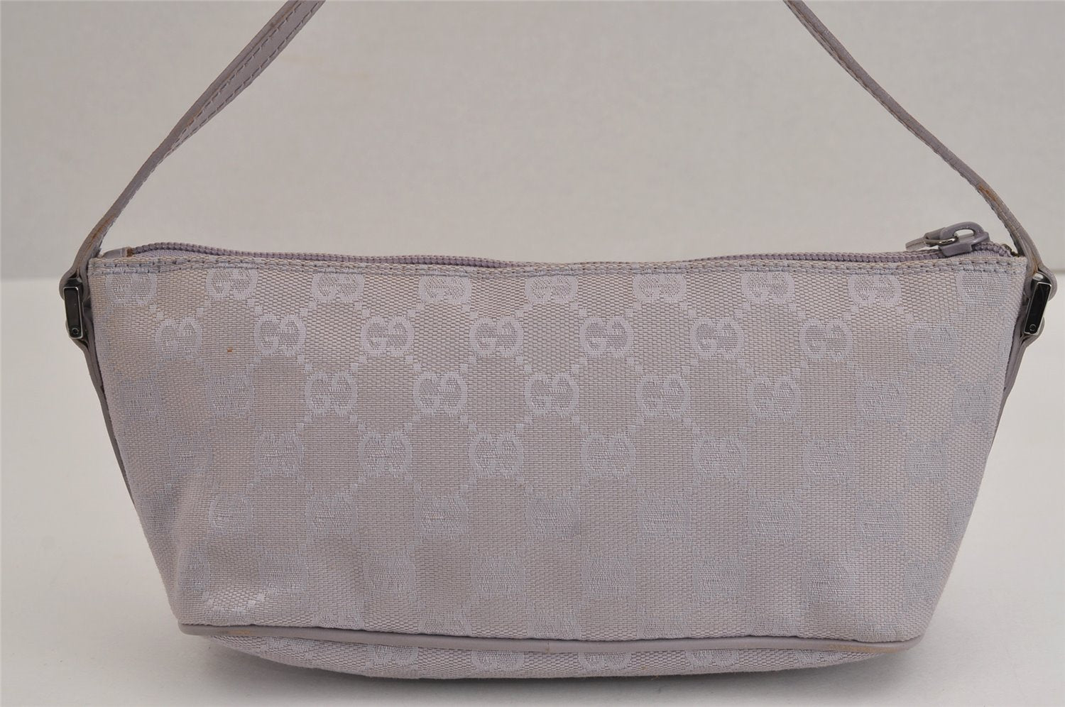 Authentic GUCCI Hand Bag Pouch Purse GG Canvas Leather 07198 Light Purple 5505J