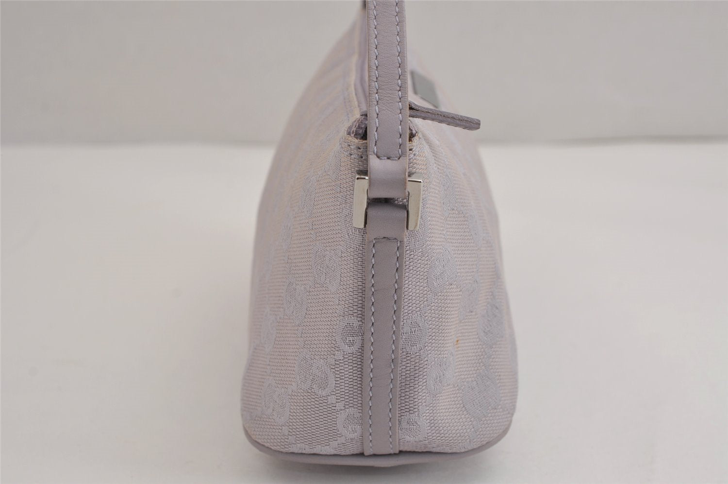 Authentic GUCCI Hand Bag Pouch Purse GG Canvas Leather 07198 Light Purple 5505J