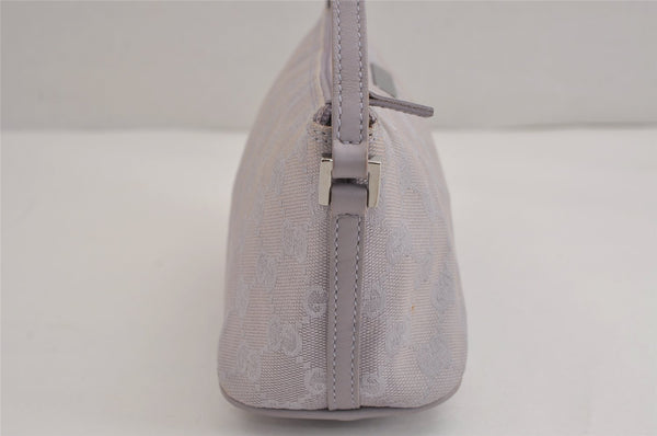 Authentic GUCCI Hand Bag Pouch Purse GG Canvas Leather 07198 Light Purple 5505J