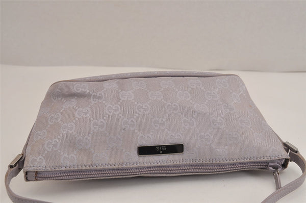 Authentic GUCCI Hand Bag Pouch Purse GG Canvas Leather 07198 Light Purple 5505J