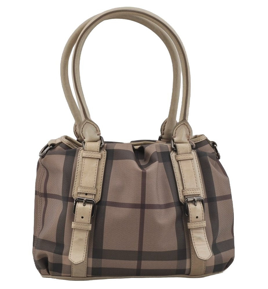 Authentic BURBERRY Vintage Check 2Way Shoulder Hand Bag PVC Leather Gray 5507J