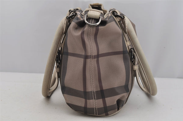 Authentic BURBERRY Vintage Check 2Way Shoulder Hand Bag PVC Leather Gray 5507J