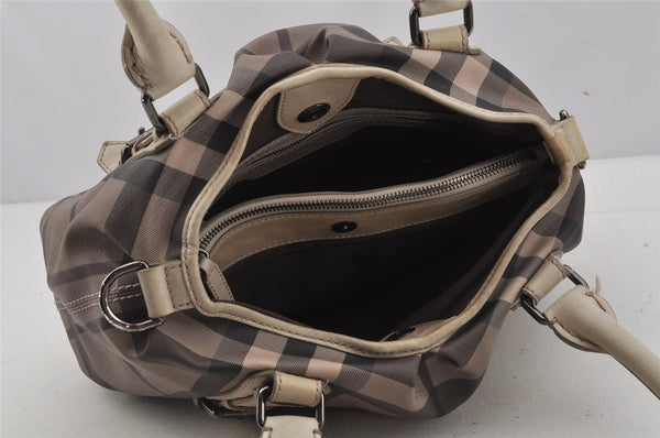 Authentic BURBERRY Vintage Check 2Way Shoulder Hand Bag PVC Leather Gray 5507J