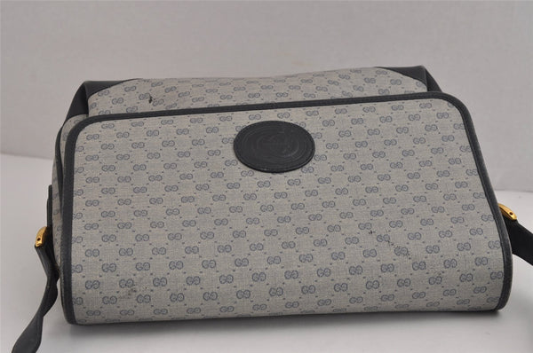 Authentic GUCCI Micro GG PVC Leather Shoulder Cross Body Bag Navy Blue 5509J