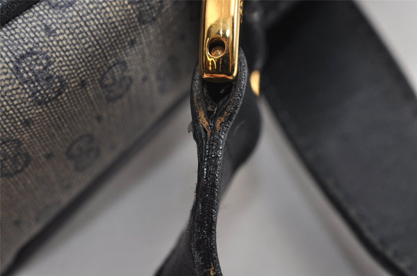 Authentic GUCCI Micro GG PVC Leather Shoulder Cross Body Bag Navy Blue 5509J