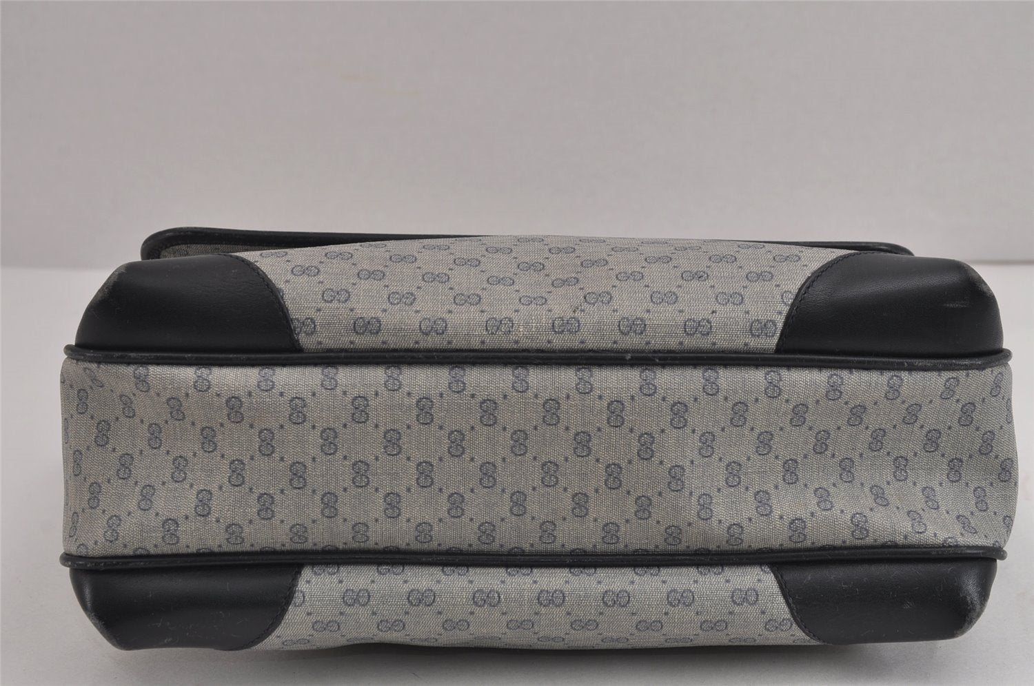 Authentic GUCCI Micro GG PVC Leather Shoulder Cross Body Bag Navy Blue 5509J