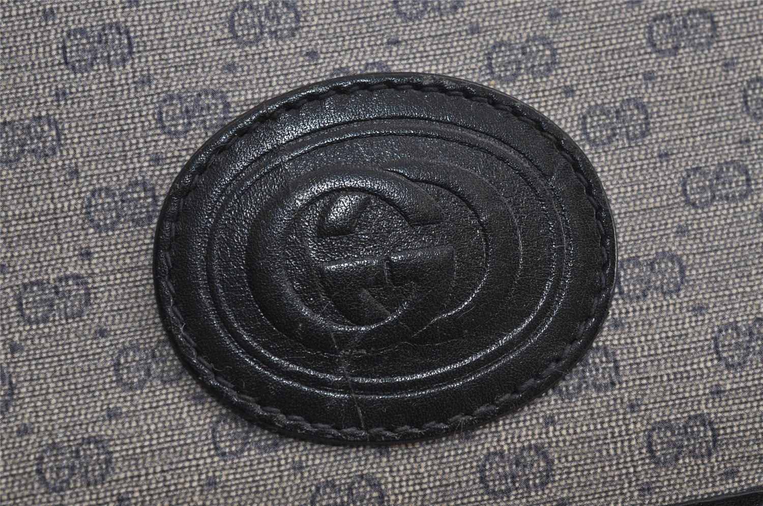 Authentic GUCCI Micro GG PVC Leather Shoulder Cross Body Bag Navy Blue 5509J