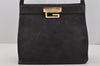 Authentic GUCCI Vintage Shoulder Hand Bag Purse Suede Leather Gray 5510J