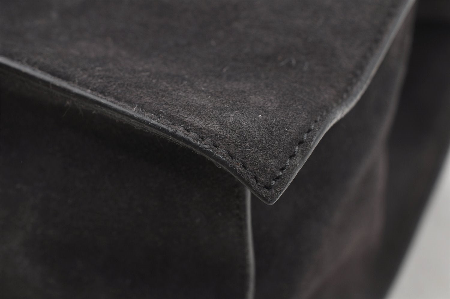 Authentic GUCCI Vintage Shoulder Hand Bag Purse Suede Leather Gray 5510J