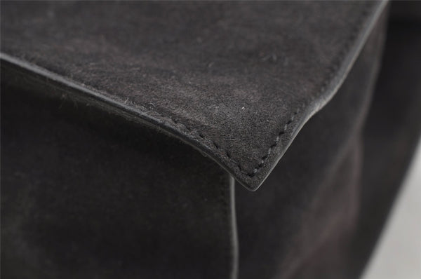 Authentic GUCCI Vintage Shoulder Hand Bag Purse Suede Leather Gray 5510J