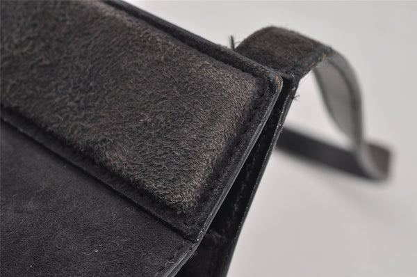 Authentic GUCCI Vintage Shoulder Hand Bag Purse Suede Leather Gray 5510J