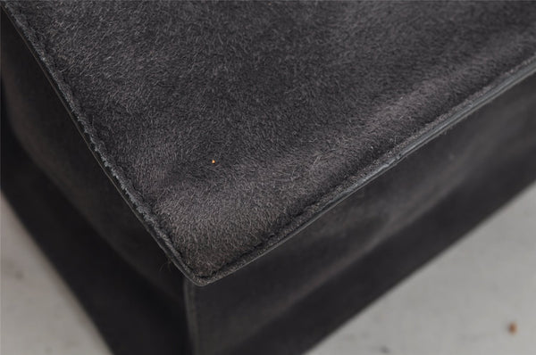 Authentic GUCCI Vintage Shoulder Hand Bag Purse Suede Leather Gray 5510J