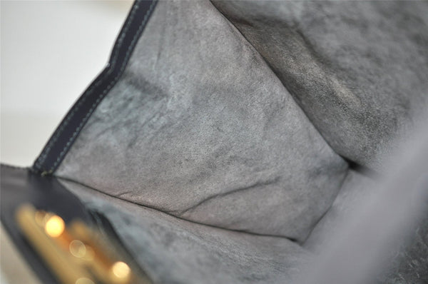 Authentic GUCCI Vintage Shoulder Hand Bag Purse Suede Leather Gray 5510J