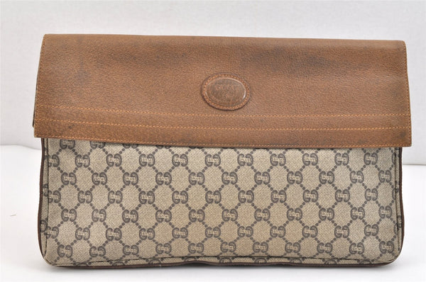Authentic GUCCI GG Plus Clutch Hand Bag Purse PVC Leather Brown Junk 5510K