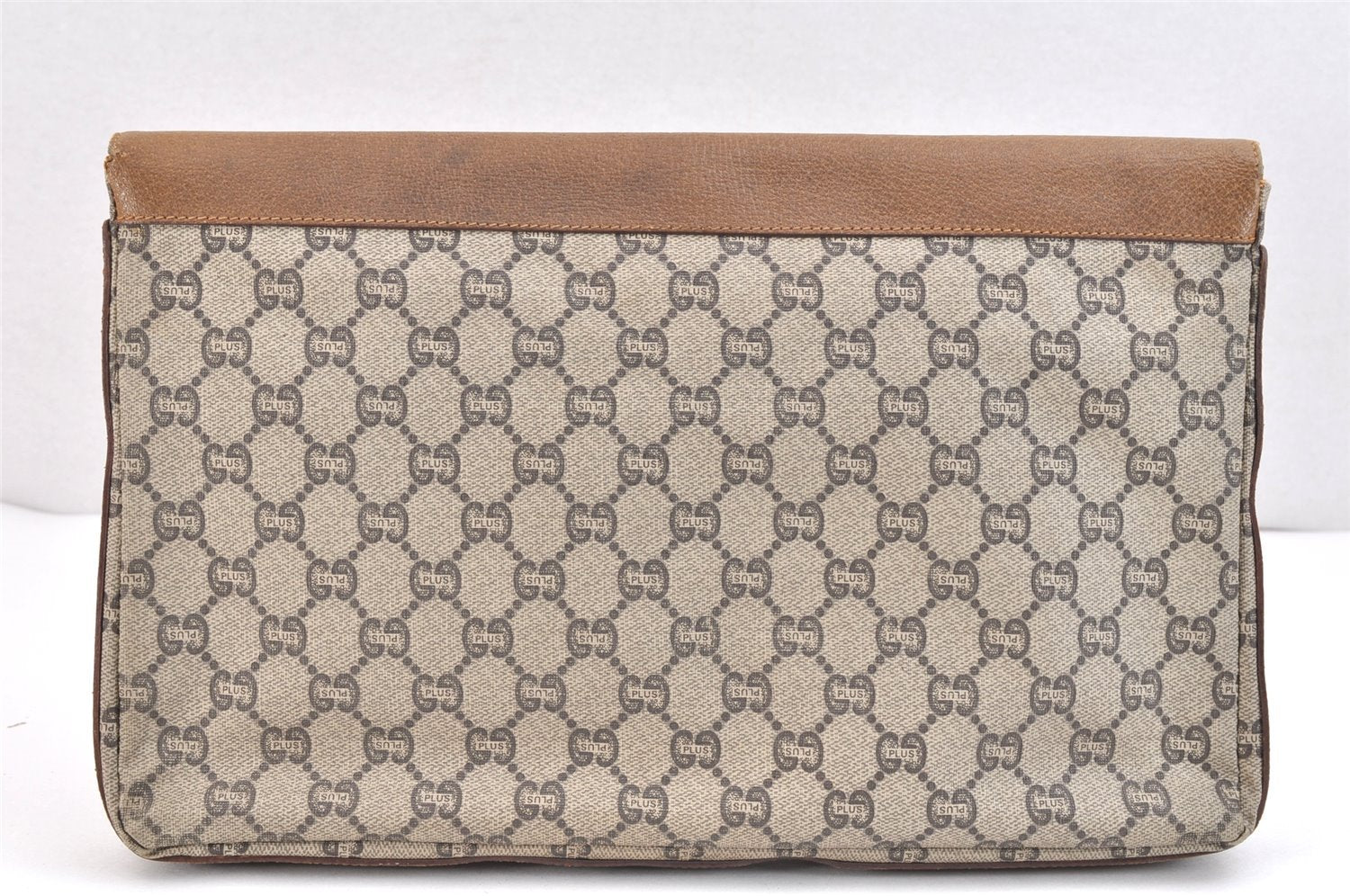 Authentic GUCCI GG Plus Clutch Hand Bag Purse PVC Leather Brown Junk 5510K