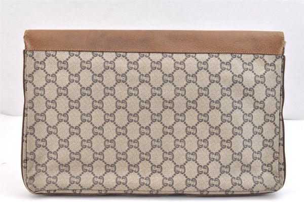 Authentic GUCCI GG Plus Clutch Hand Bag Purse PVC Leather Brown Junk 5510K