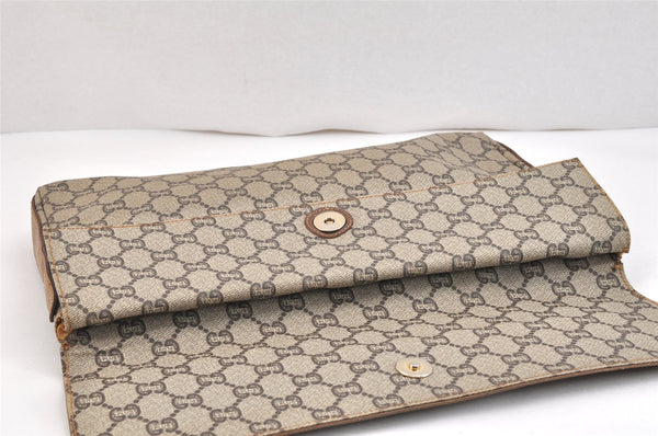 Authentic GUCCI GG Plus Clutch Hand Bag Purse PVC Leather Brown Junk 5510K