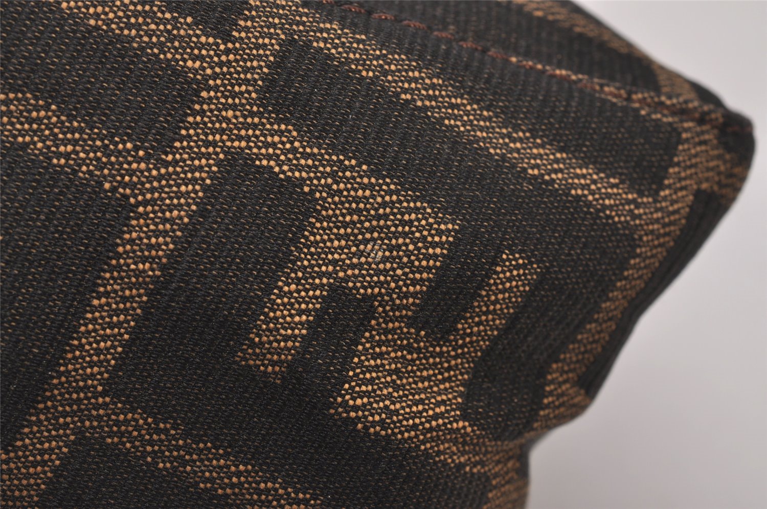 Authentic FENDI Vintage Zucca Hand Bag Purse Canvas Leather Brown Junk 5511I
