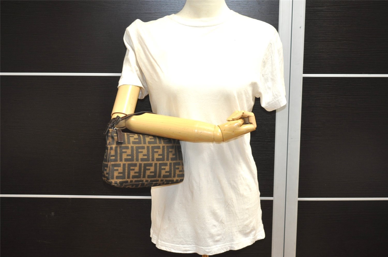 Authentic FENDI Vintage Zucca Hand Bag Purse Canvas Leather Brown Junk 5511I