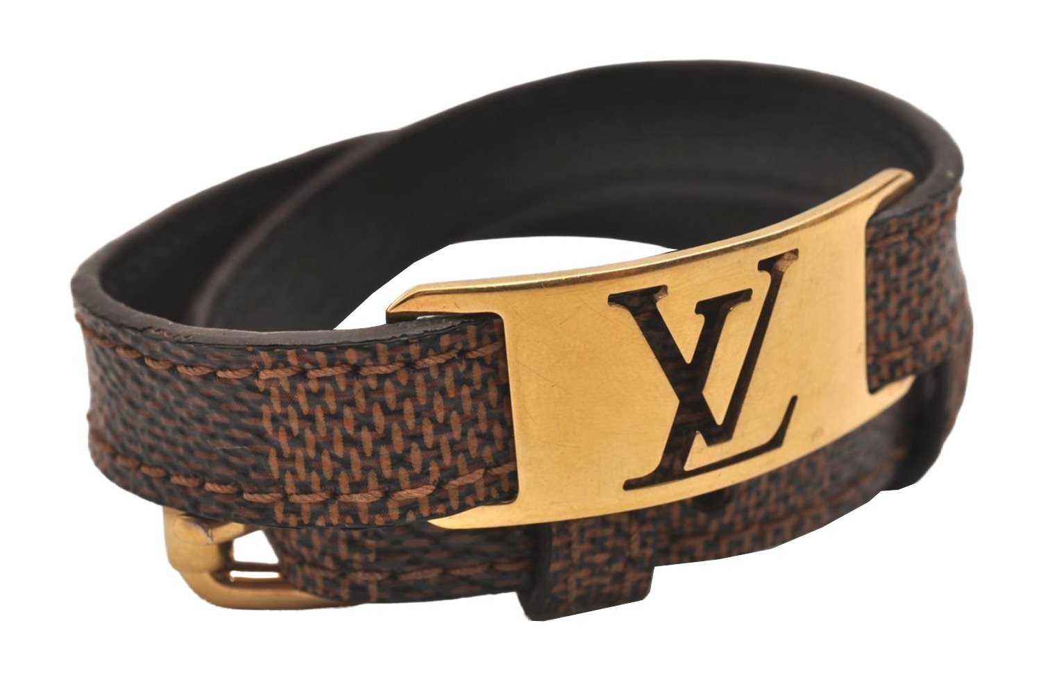 Authentic Louis Vuitton Damier Bracelet Sign It Bracelet M6623E LV 5511J