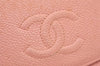 Authentic CHANEL Vintage Caviar Skin CC Logo Bifold Wallet Purse Pink 5513K