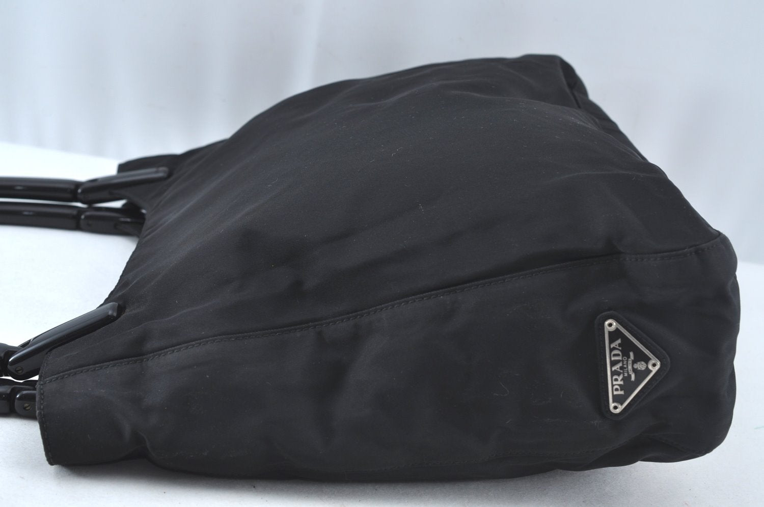 Authentic PRADA Vintage Nylon Tessuto Plastic Shoulder Hand Bag Black 5516J