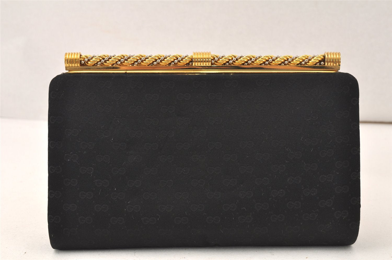 Authentic GUCCI Vintage Micro GG Satin Clutch Hand Bag Purse Black Junk 5519K