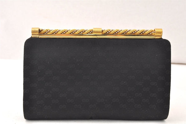 Authentic GUCCI Vintage Micro GG Satin Clutch Hand Bag Purse Black Junk 5519K