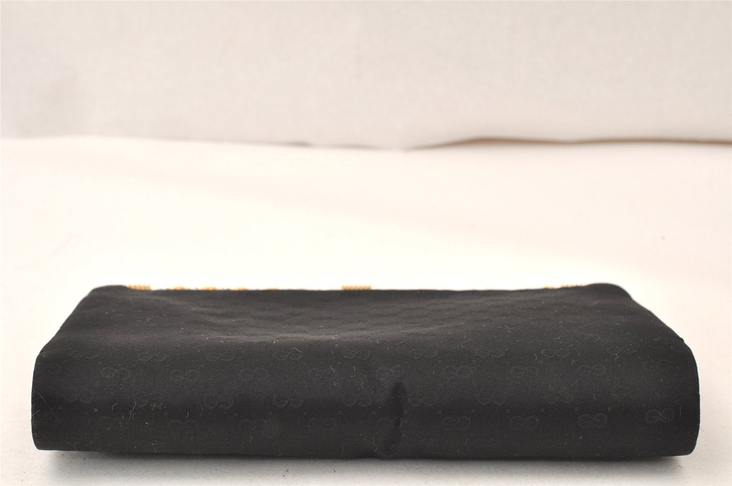 Authentic GUCCI Vintage Micro GG Satin Clutch Hand Bag Purse Black Junk 5519K