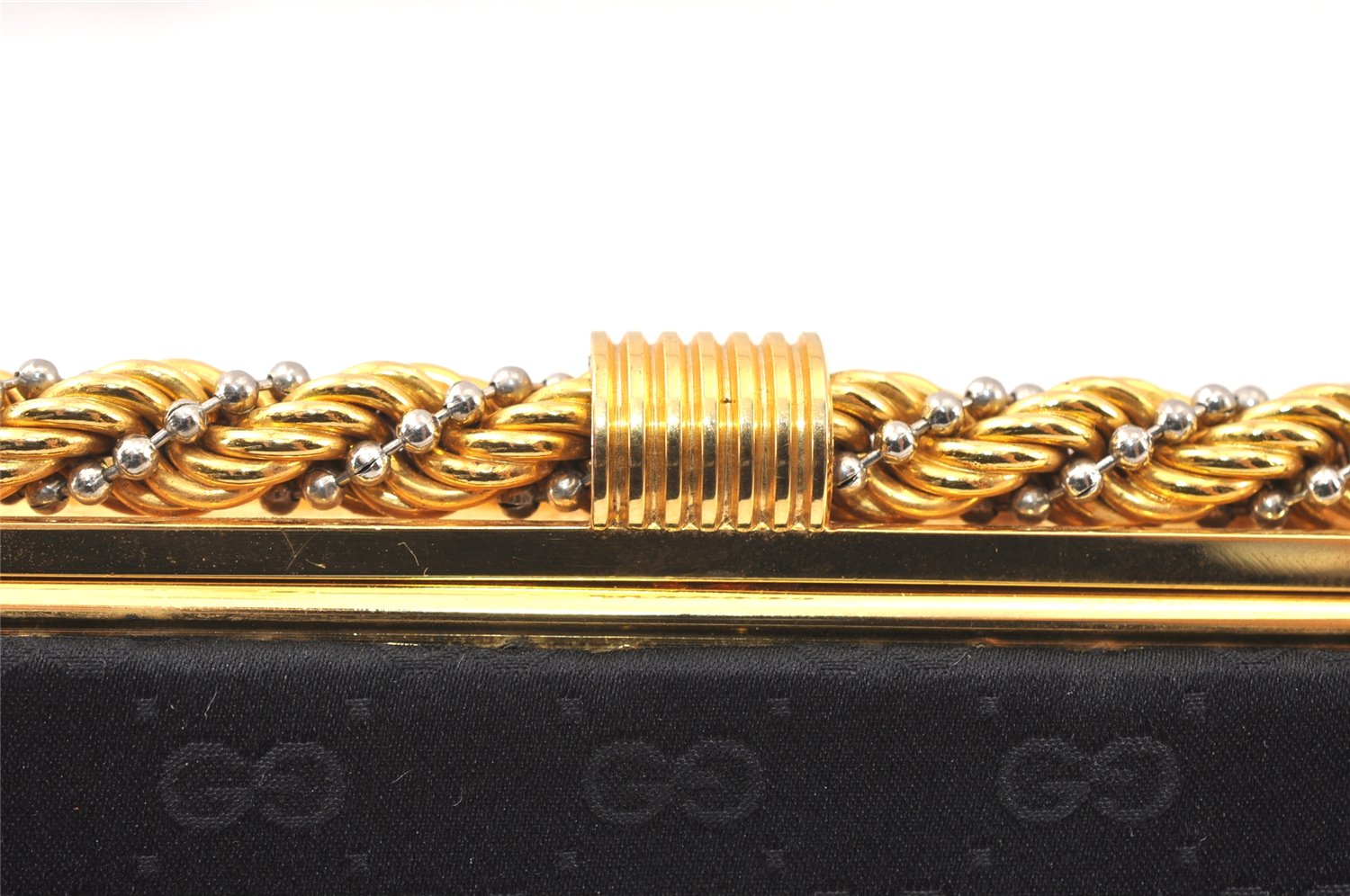 Authentic GUCCI Vintage Micro GG Satin Clutch Hand Bag Purse Black Junk 5519K