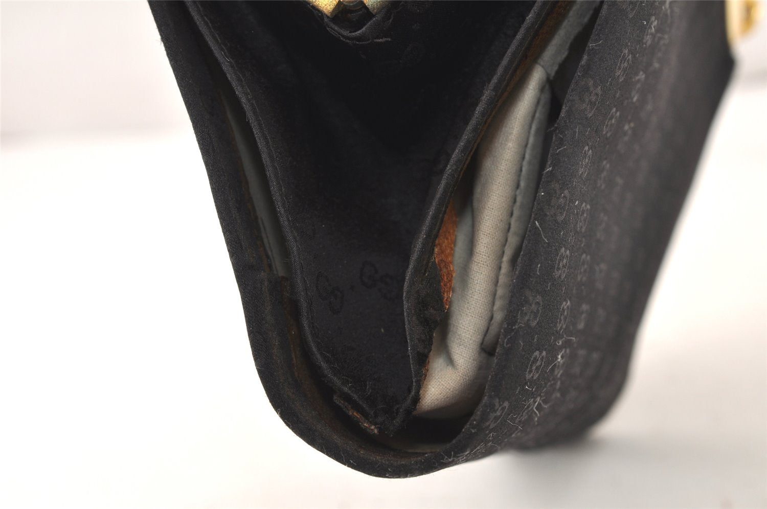 Authentic GUCCI Vintage Micro GG Satin Clutch Hand Bag Purse Black Junk 5519K