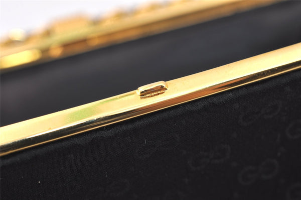 Authentic GUCCI Vintage Micro GG Satin Clutch Hand Bag Purse Black Junk 5519K