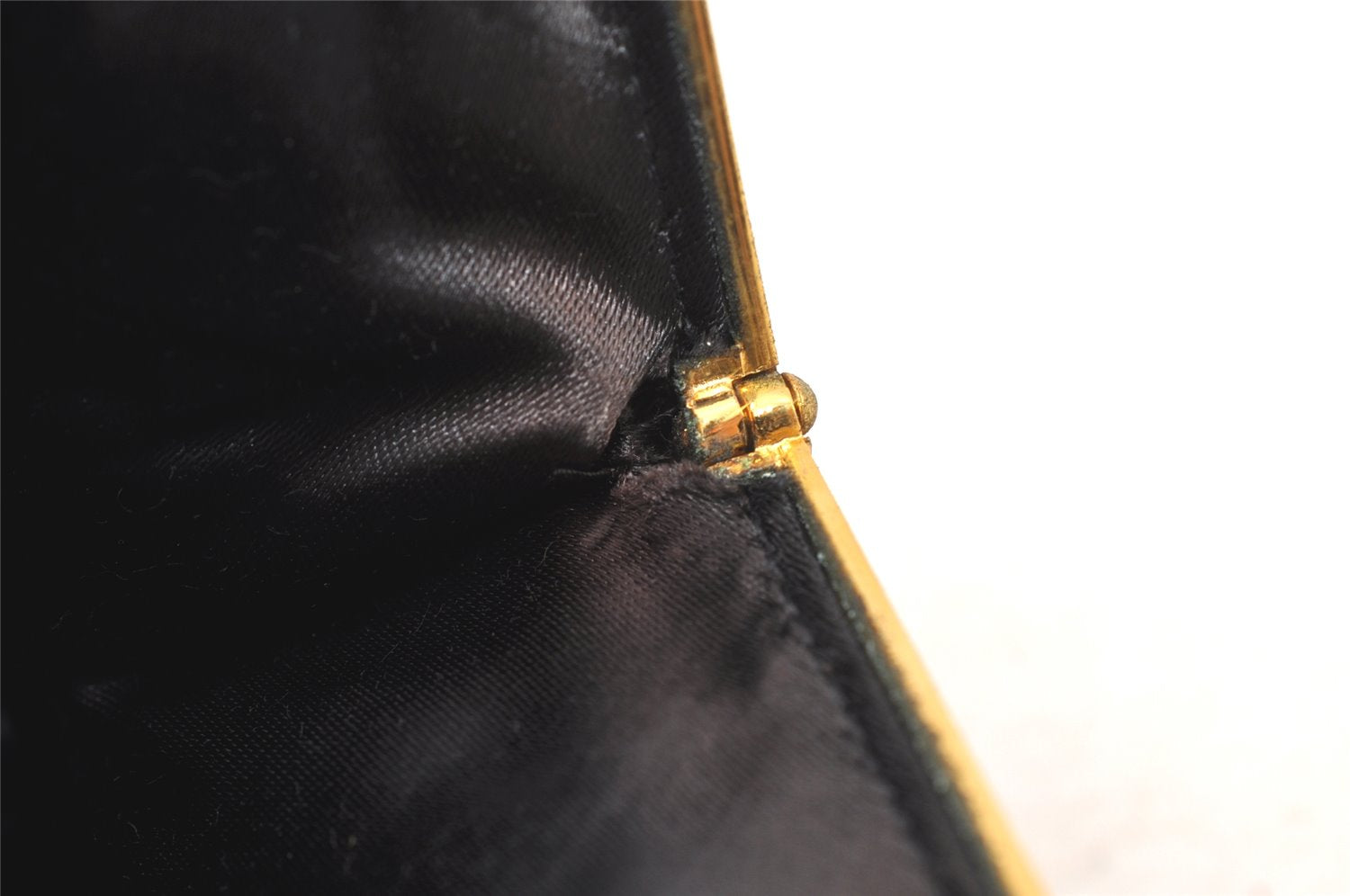 Authentic GUCCI Vintage Micro GG Satin Clutch Hand Bag Purse Black Junk 5519K
