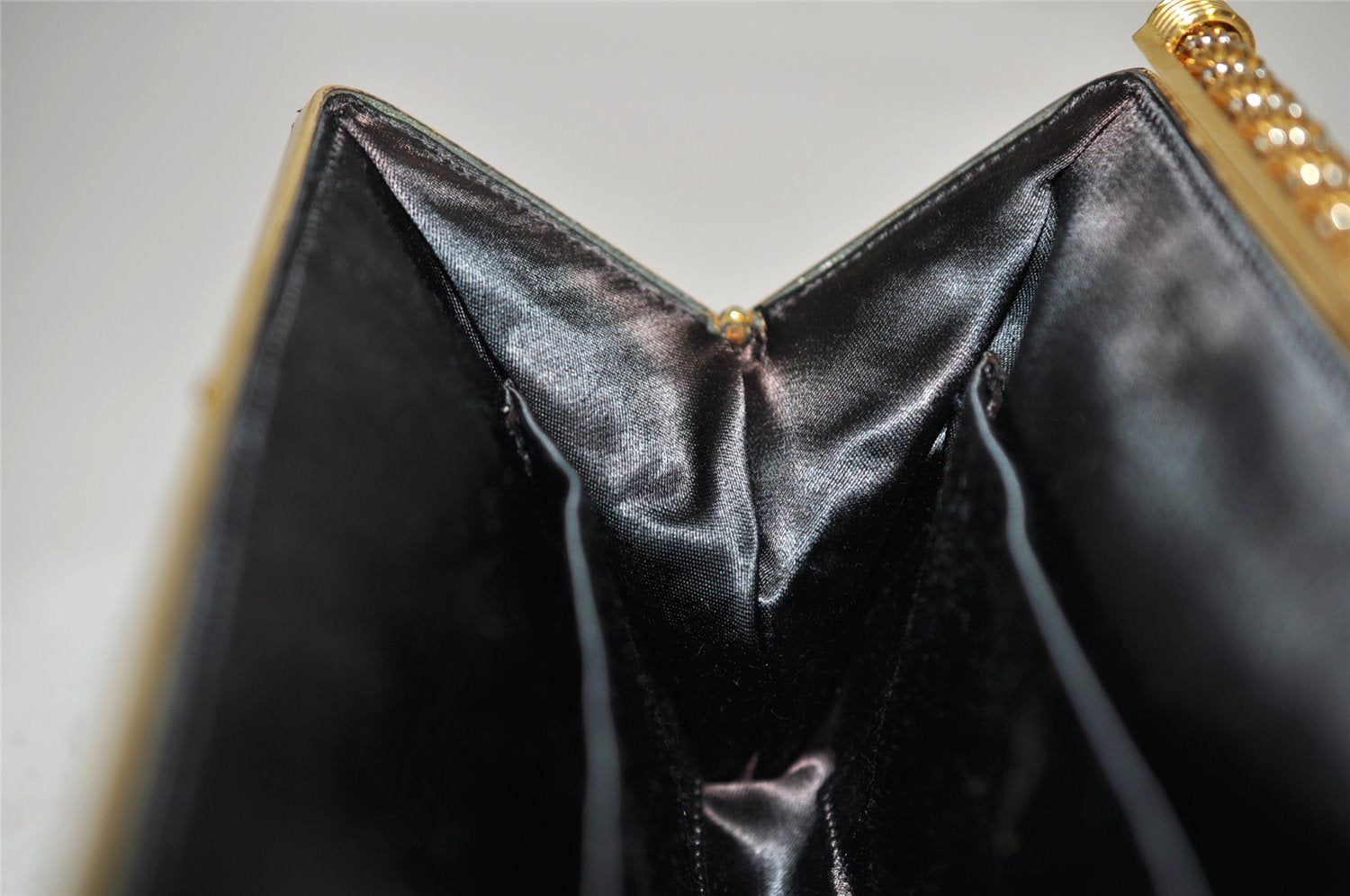 Authentic GUCCI Vintage Micro GG Satin Clutch Hand Bag Purse Black Junk 5519K